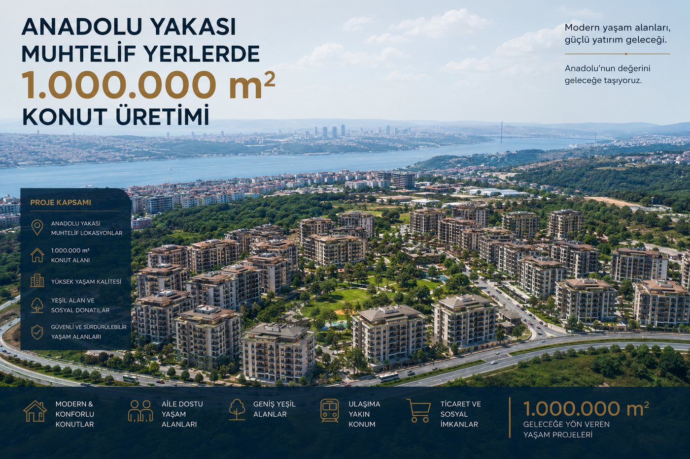 Anadolu Yakası muhtelif yerlerde 1.000.000 m² konut üretimi